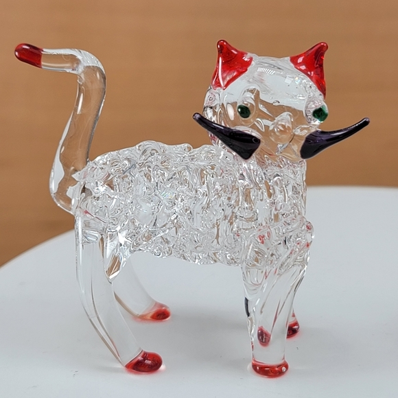 Miniature Cat Kitty Handblown Glass Lampwork Animal Figurine - Picture 3 of 9